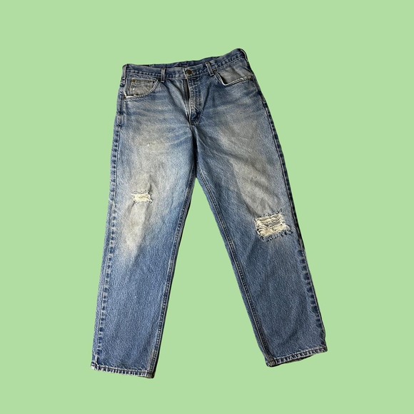 VINTAGE WORKWEAR SKATER CARHARTT BEAUTIFUL FADE JEANS SIZE 34x34 - Picture 2 of 6